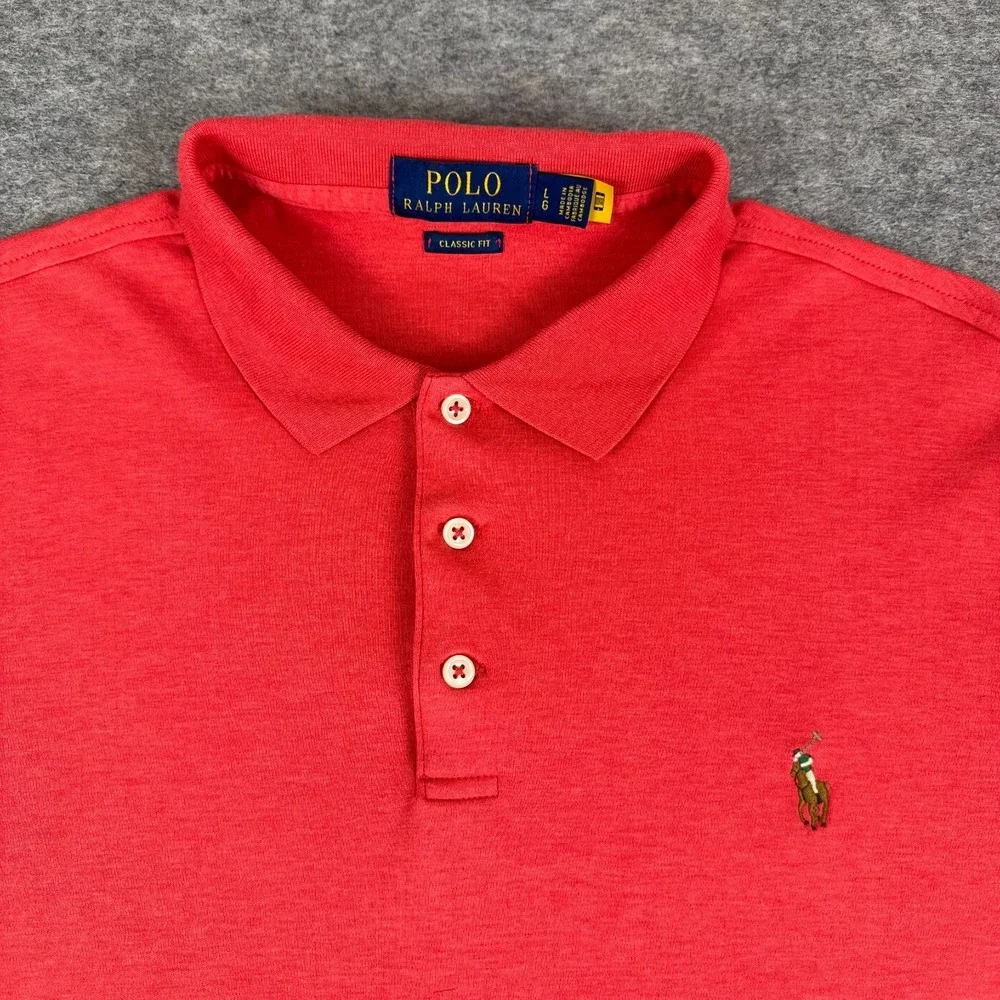 Polo Ralph Lauren Classic Fit Soft Polo Shirt Cotton Pink Mens Large L